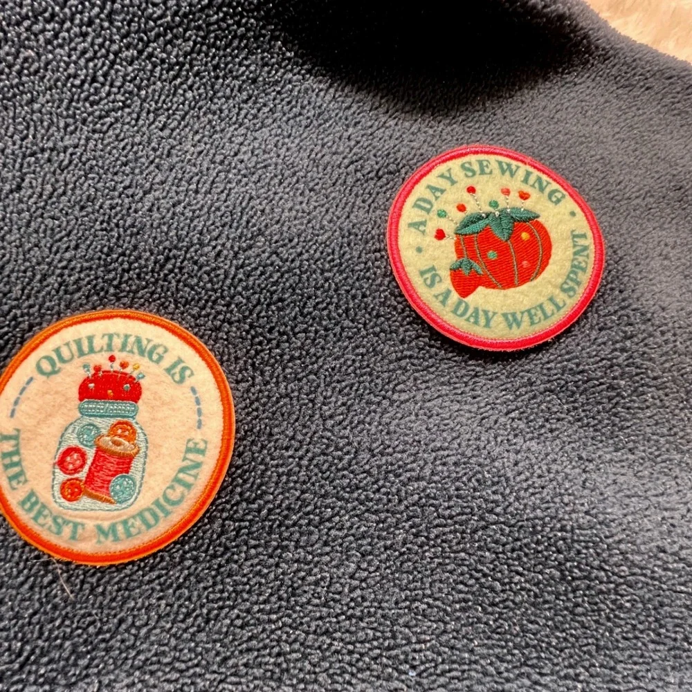 Columbia Fleece‎ Jacket Full Zip Sewing enthusiasts Patches Blue Women's L